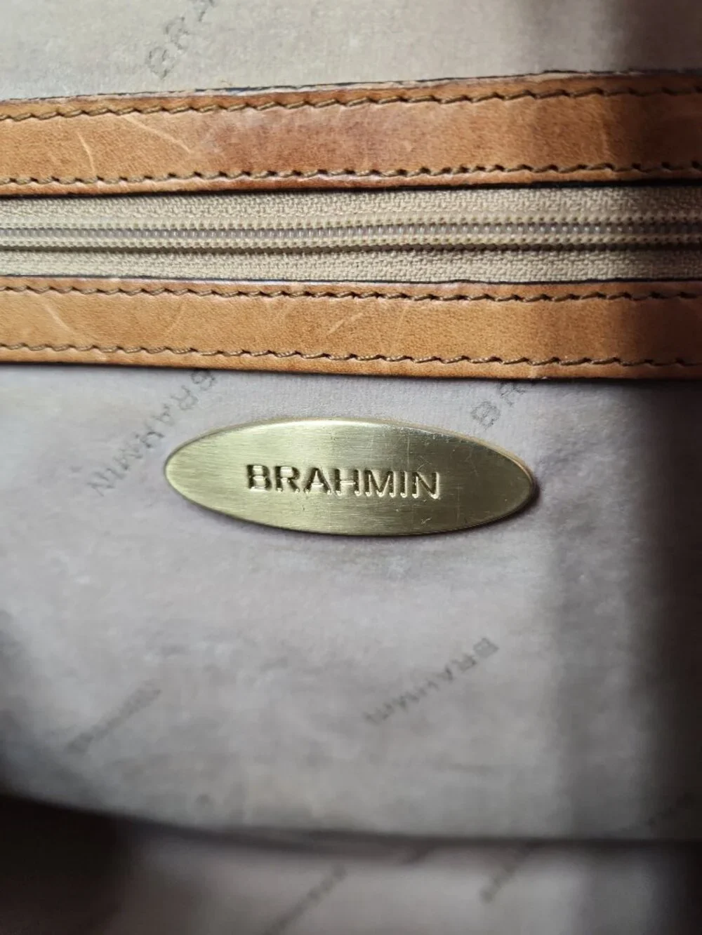 Brahmin Frame Satchel Blue Delft floral birds print hand bag classic rare - Picture 15 of 16